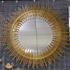 Gold round wall mirror