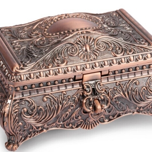 Antique copper jewelry box
