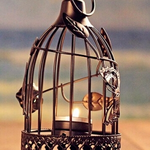 Decorative bird cage tea light holder
