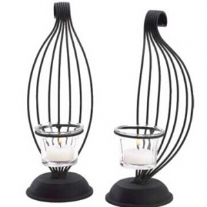 Wire candle holder pair