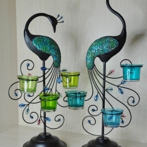 Peacock candle holder
