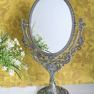 Antique elegant silver table mirror