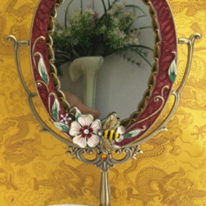 Cloisonne enamel table mirror