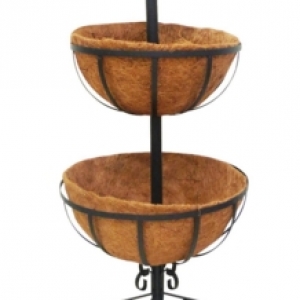 3 tier forge planter with Coco liner