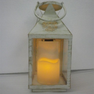 White outdoor lantern with Led candle