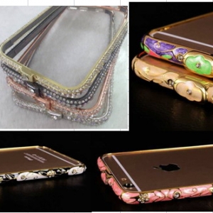 Luxury metal frame bumper with rhinestones for Iphone 6 /Iphone 6 plus