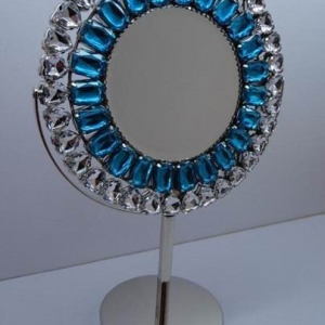 Table mirror with crystal